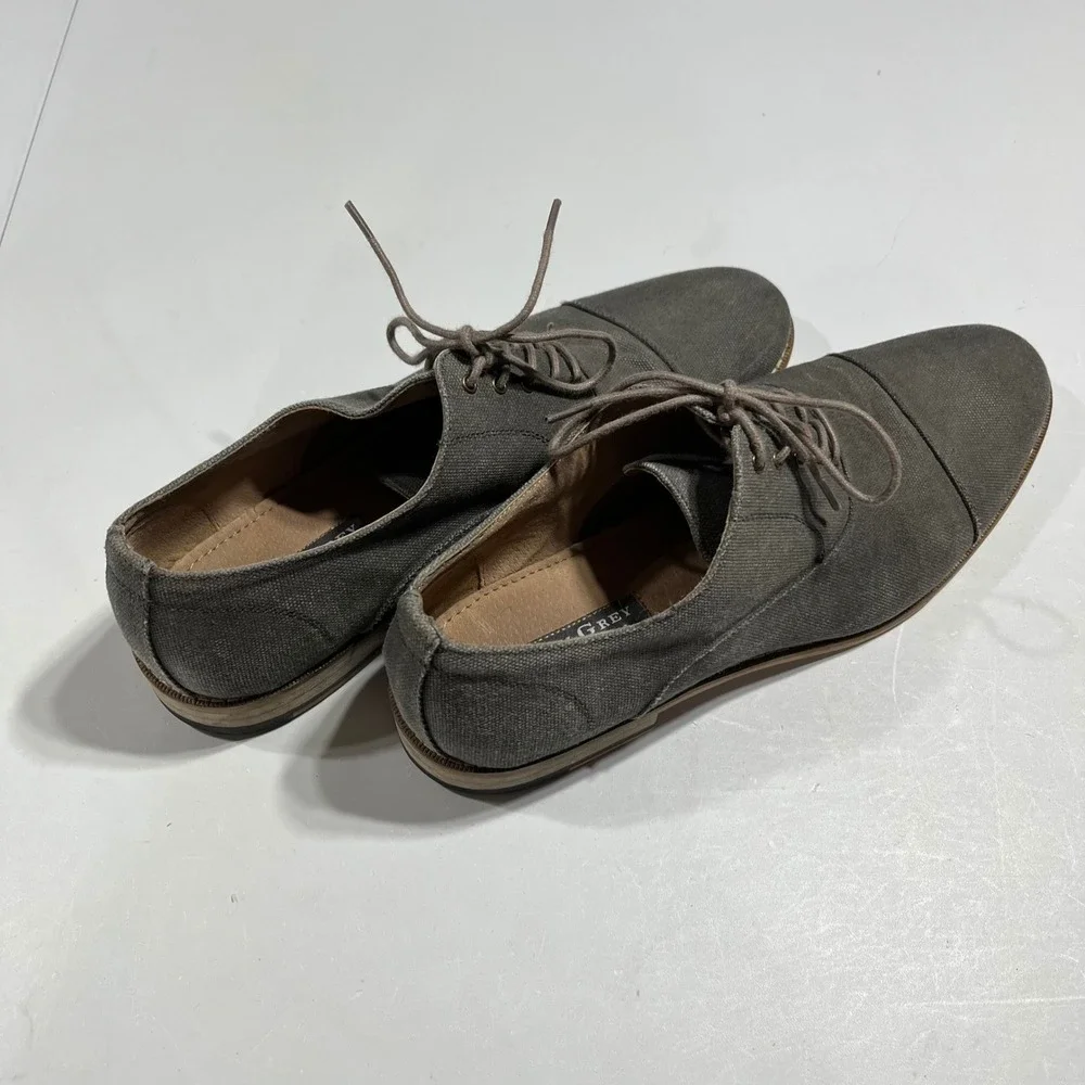 Aston Grey Old Money Office Canvas Cap Toe Oxford Shoes‎ Charcoal Grey Mens 10